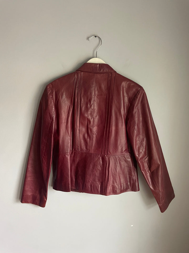 Banana Republic Oxblood Burgundy Genuine Leather Jacket Zip Front Size 6 Vintage Y2K