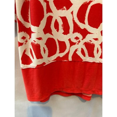 Susan Graver Red and White Circle Pattern L Shift Dress Blouse