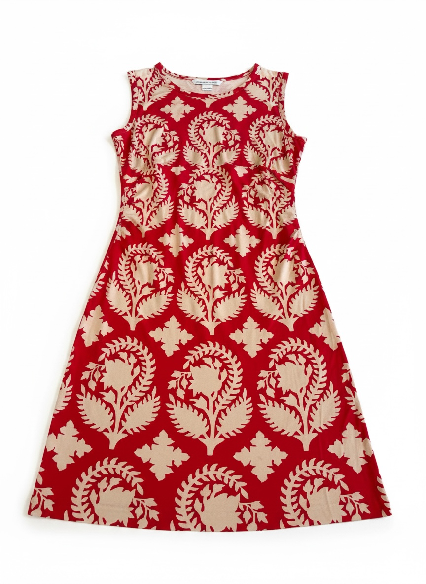 Diane Von Furstenberg Selene 100% Silk Floral Red-Cream Printed Dress Size 10