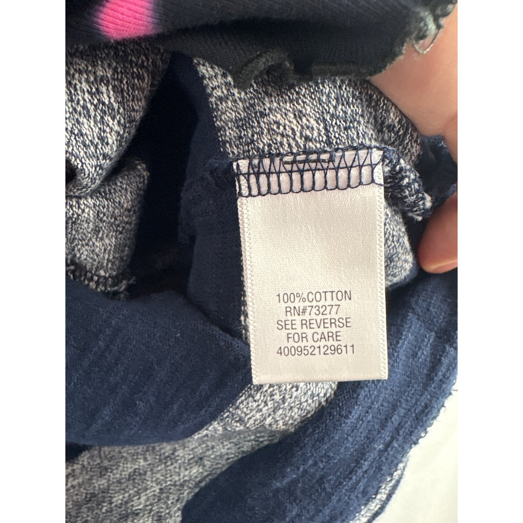Croft & Barrow Womens Petite Medium Striped Top Navy & Gray 100% Cotton