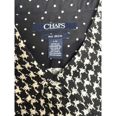 Women’s CHAPS Black & White Patterned Button up Sz L