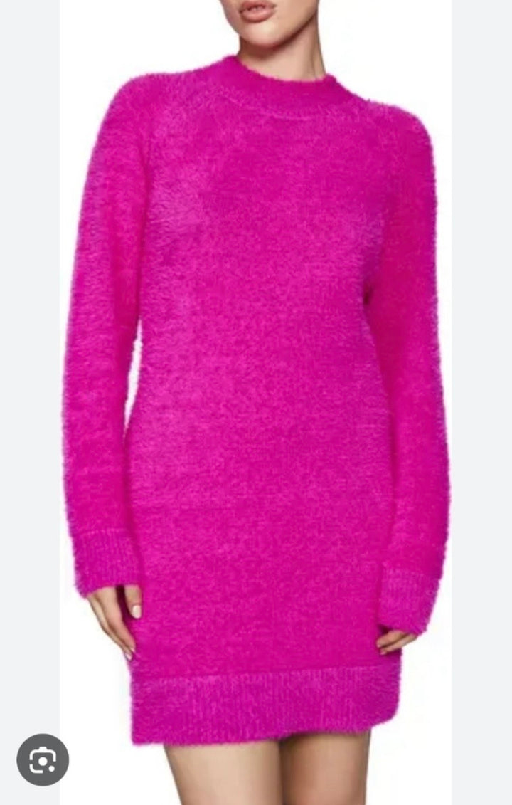 Bardot Mock Neck Knit Pink Sweater Dress SzXL NWOT