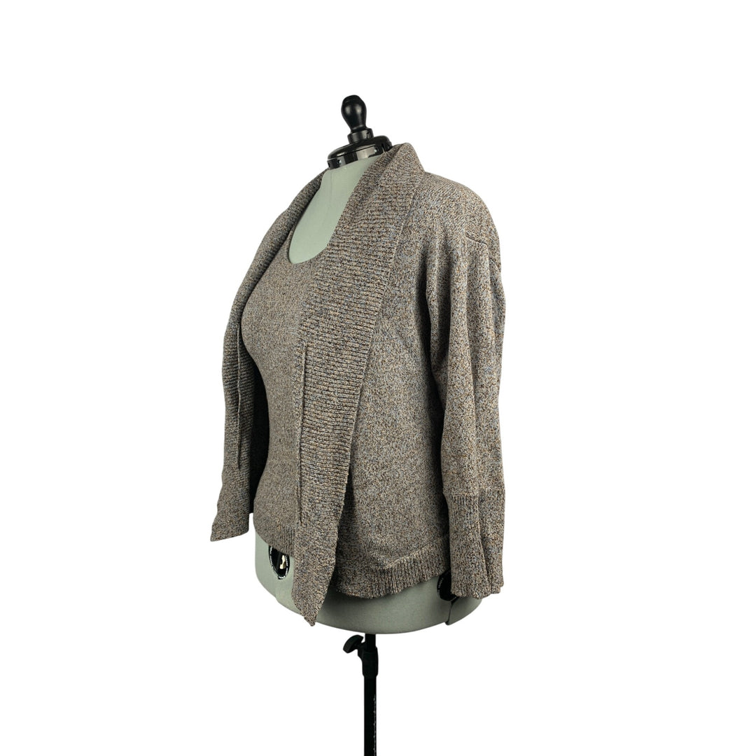Jones New York Collection Womens XL Brown & Gray Knit Sleeveless Top & Cardigan Set