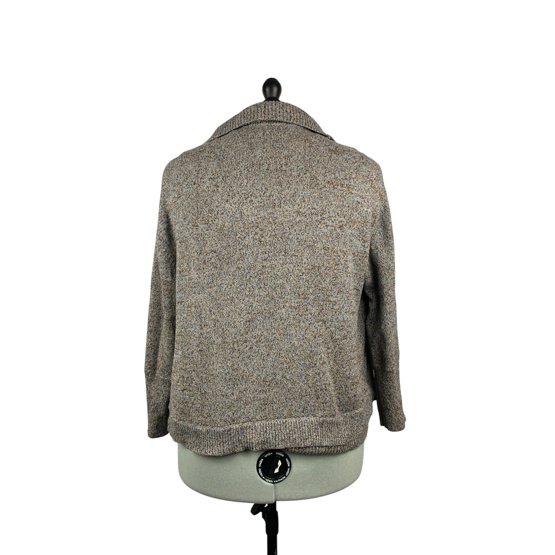 Jones New York Collection Womens XL Brown & Gray Knit Sleeveless Top & Cardigan Set