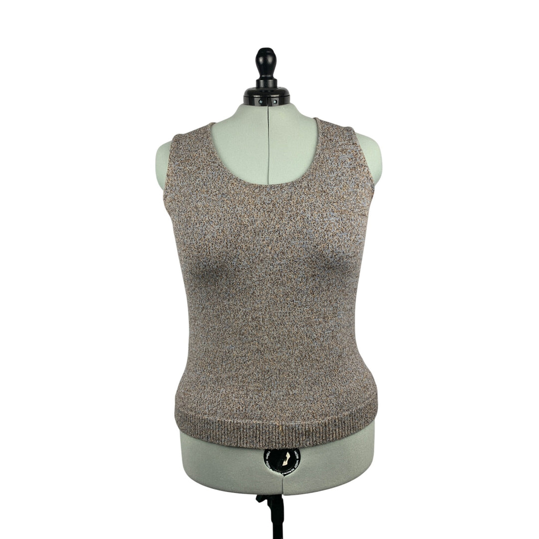 Jones New York Collection Womens XL Brown & Gray Knit Sleeveless Top & Cardigan Set