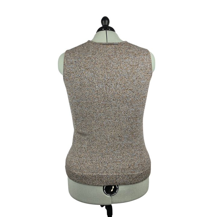 Jones New York Collection Womens XL Brown & Gray Knit Sleeveless Top & Cardigan Set