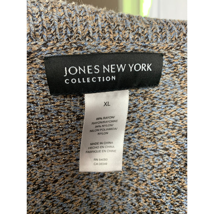 Jones New York Collection Womens XL Brown & Gray Knit Sleeveless Top & Cardigan Set