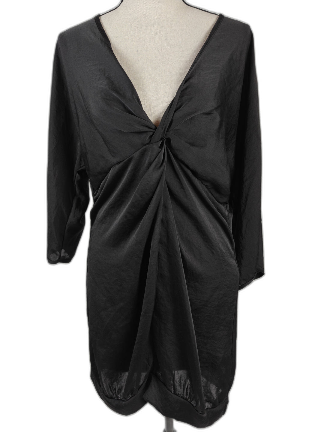 Women’s Renee C Twist Front Draped Tunic Top Black Size Medium