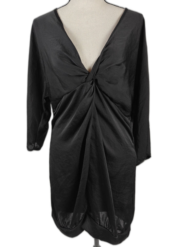 Women’s Renee C Twist Front Draped Tunic Top Black Size Medium