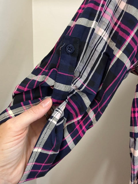 Torrid Plaid Mini Challis Button‑Front Shirt Dress Sz1X(14–16) NWT