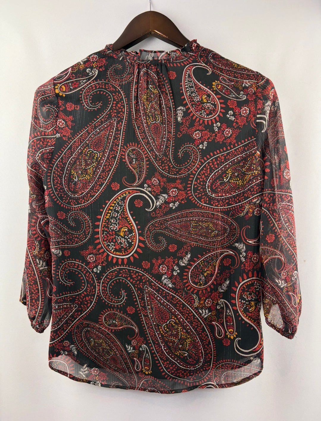 Women’s Daniel Rainn Small Black & Red Paisley Blouse