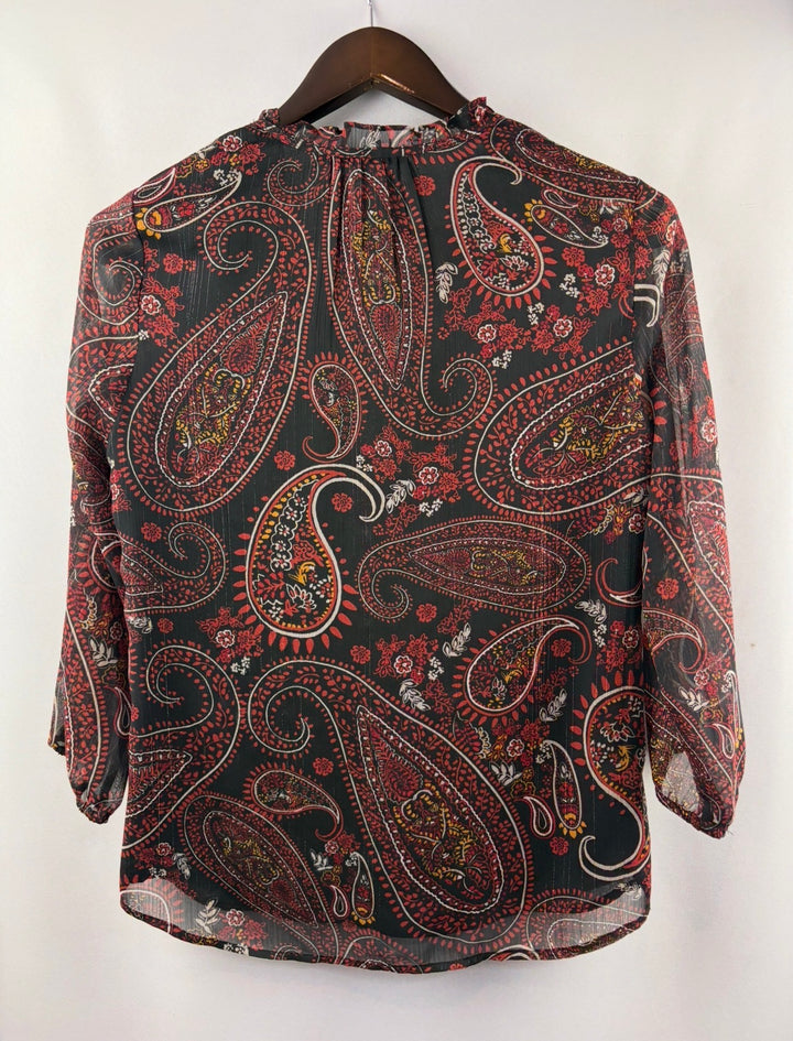 Women’s Daniel Rainn Small Black & Red Paisley Blouse