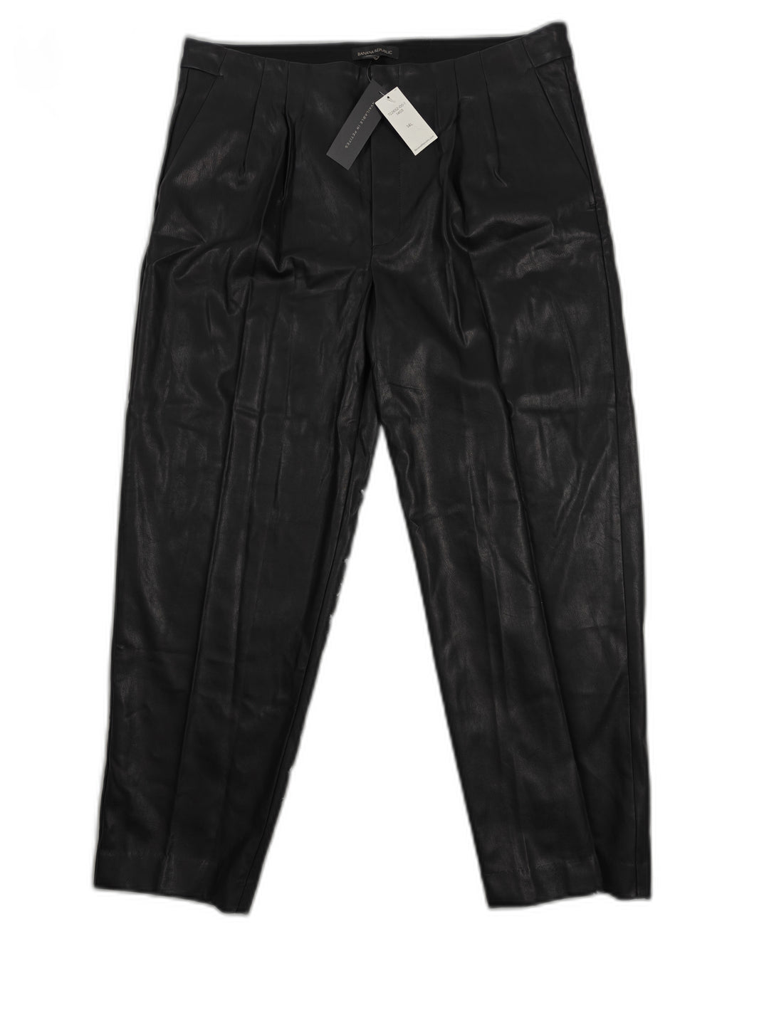 Womens Banana Republic Faux Leather Pants Black Size 14L NWT