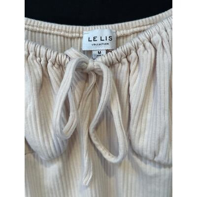 Le Lis Collection Off-Shoulder Ribbed Knit Bodysuit M Beige