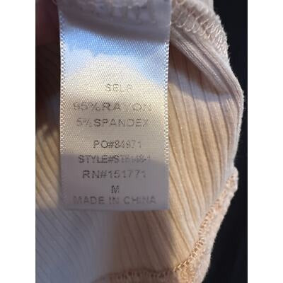 Le Lis Collection Off-Shoulder Ribbed Knit Bodysuit M Beige
