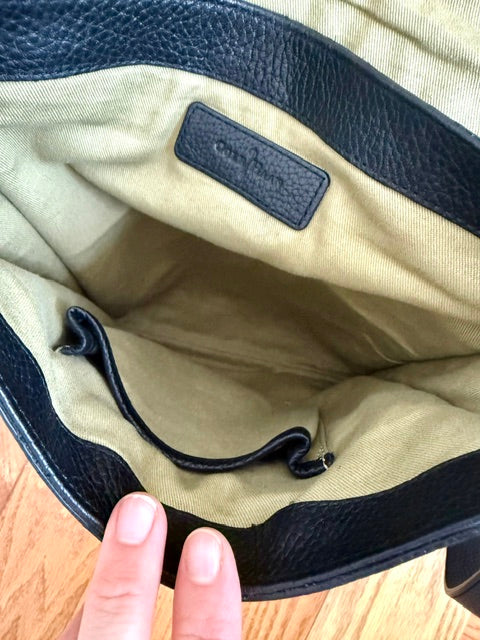 Cole Haan Men’s Black Pebbled Leather Crossbody Vintage Style Bag