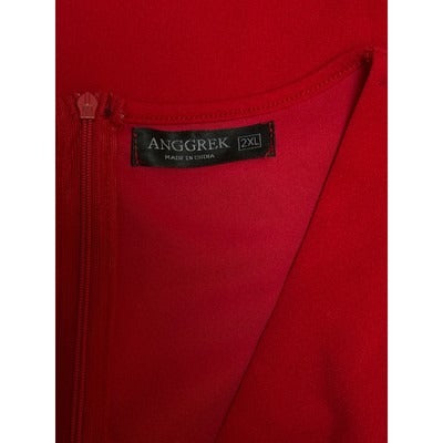 Women’s Anggrek Red V-Neck Fit & Flare Dress Sz 2X