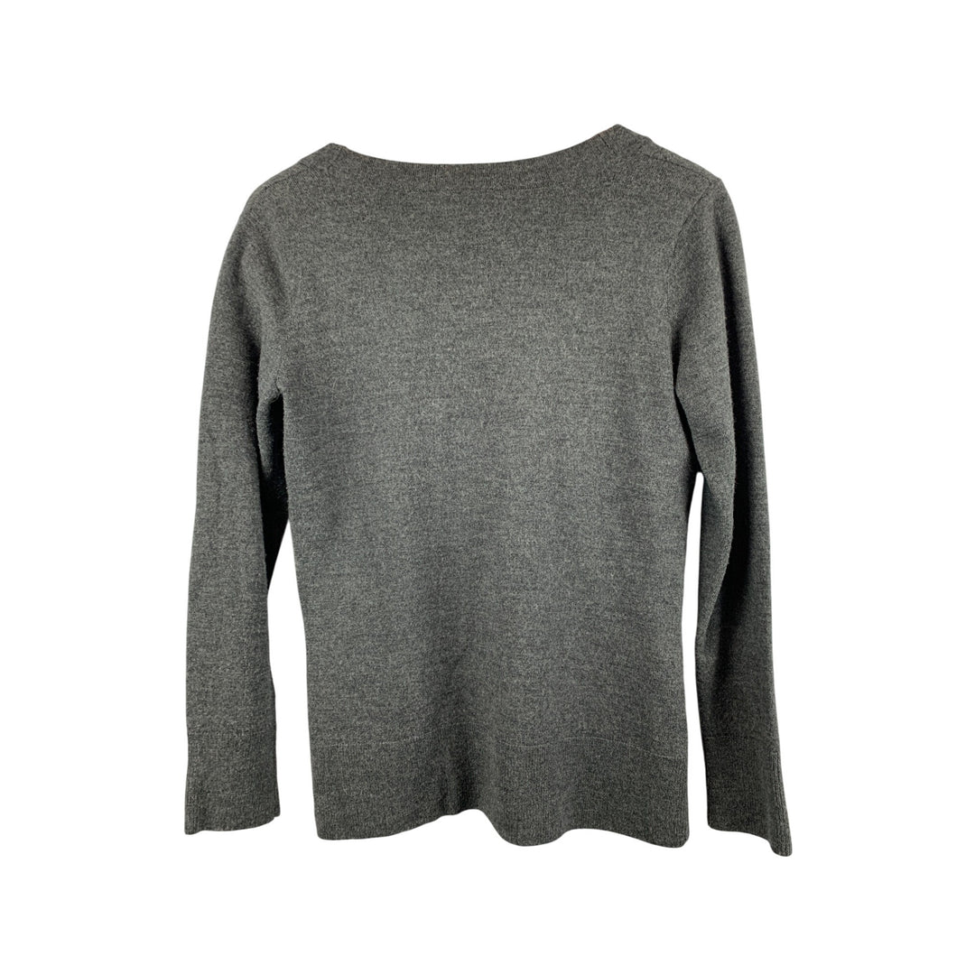 Womens Dialogue Essentials XS Gray Merino Wool Cardigan Sweater
