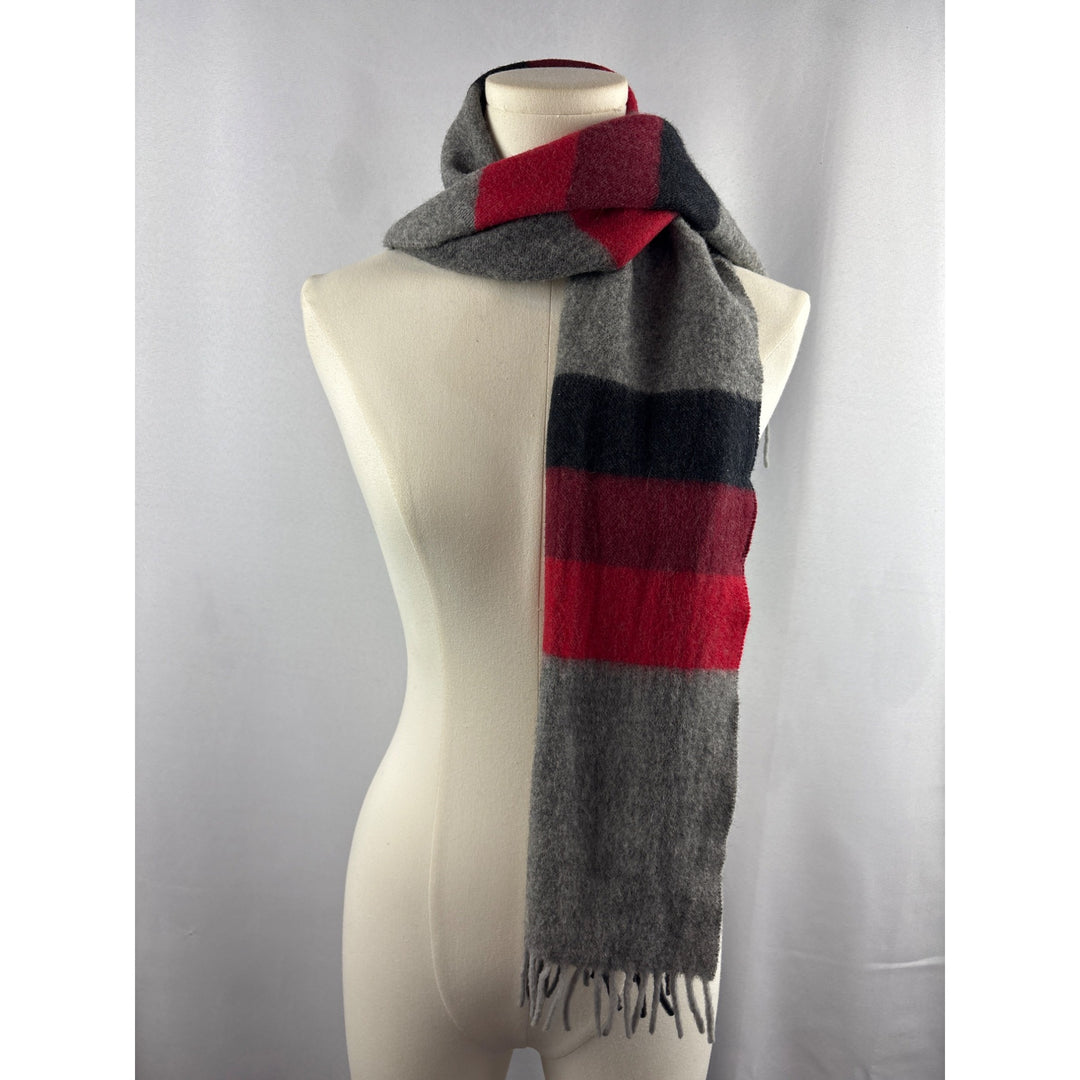 Women’s Carl Michaels Grey, Blue, Red, & Purple Wool Tasseled Scarf
