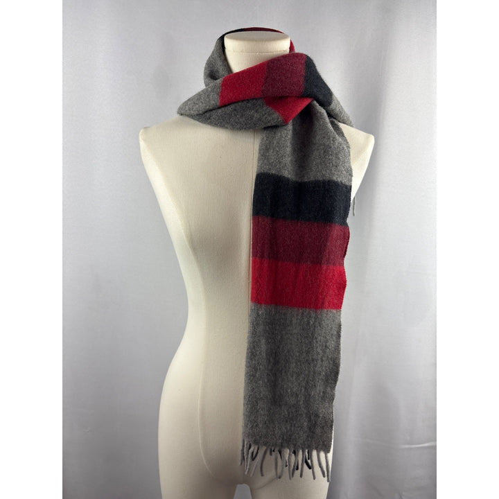 Women’s Carl Michaels Grey, Blue, Red, & Purple Wool Tasseled Scarf