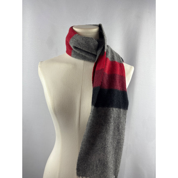 Women’s Carl Michaels Grey, Blue, Red, & Purple Wool Tasseled Scarf