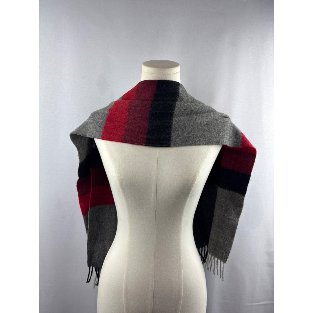 Women’s Carl Michaels Grey, Blue, Red, & Purple Wool Tasseled Scarf