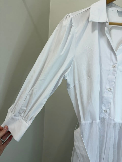 NY&amp;C Tulle Maxi Shirt Dress White NWOT SzXL