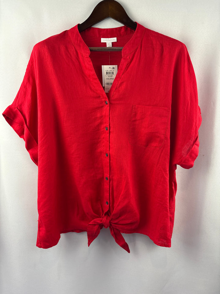 Women’s Charter Club XXL Bright Red Button Up Blouse
