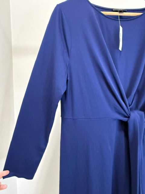 J.Crew Drapey Navy Tie‑Waist Faux Wrap Dress SzL NWT