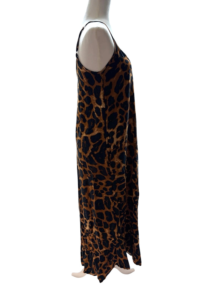 Buenos Ninos Women's Animal Leopard Print Maxi Ruffle Hem Women's dress, Size S