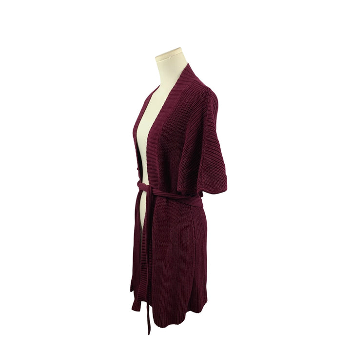Evie Burgundy Open Front Cardigan With Belt XS