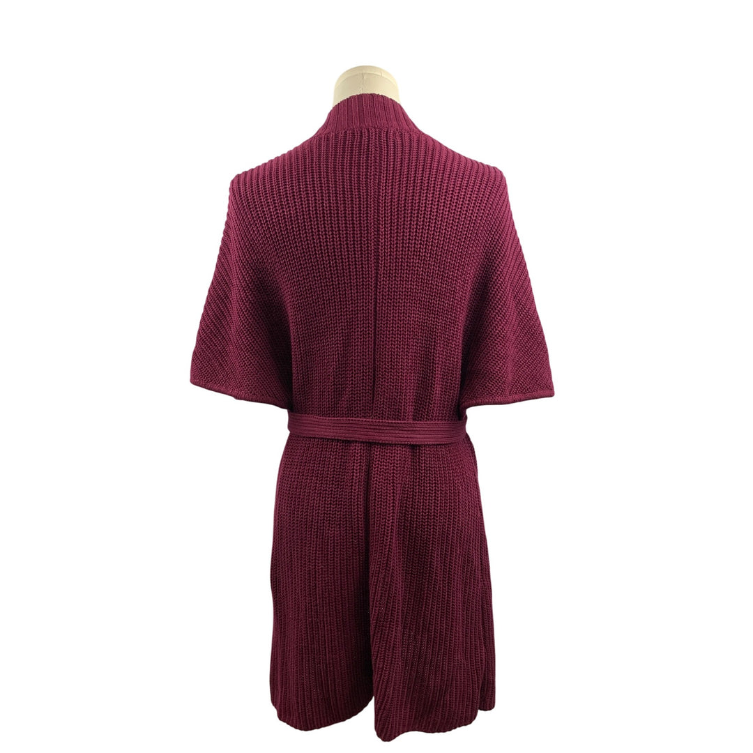 Evie Burgundy Open Front Cardigan With Belt XS
