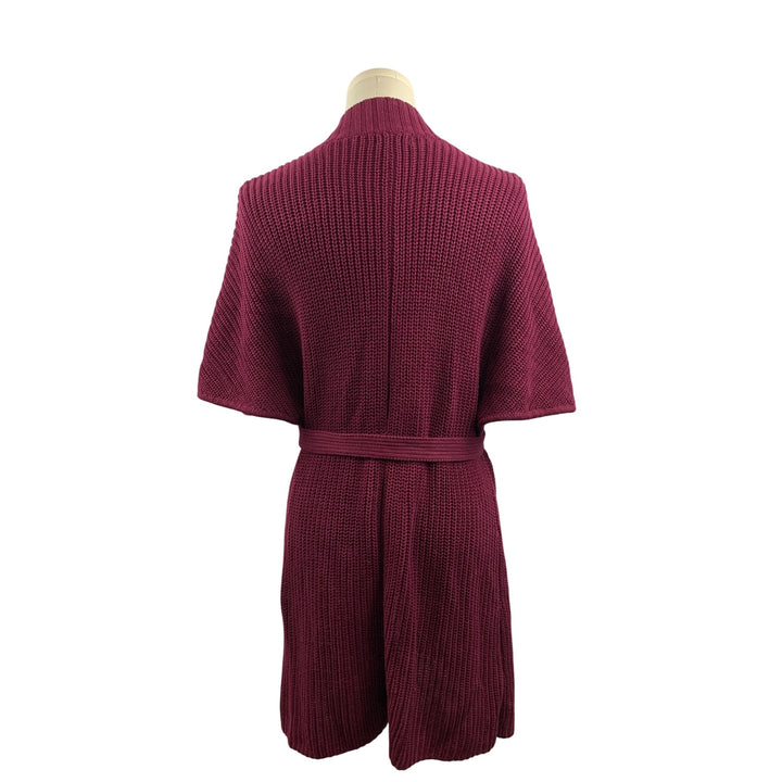 Evie Burgundy Open Front Cardigan With Belt XS