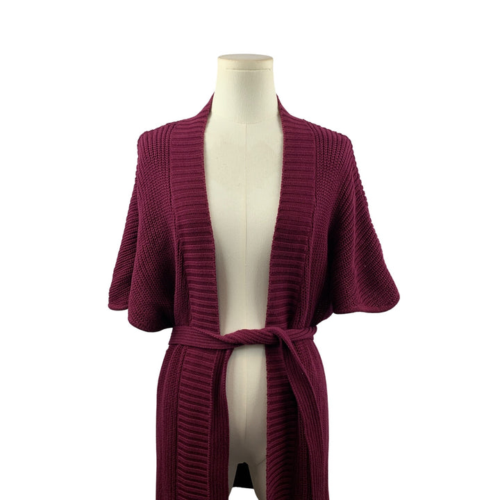 Evie Burgundy Open Front Cardigan With Belt XS
