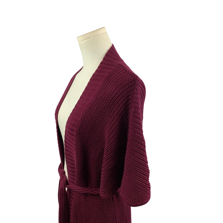 Evie Burgundy Open Front Cardigan With Belt XS