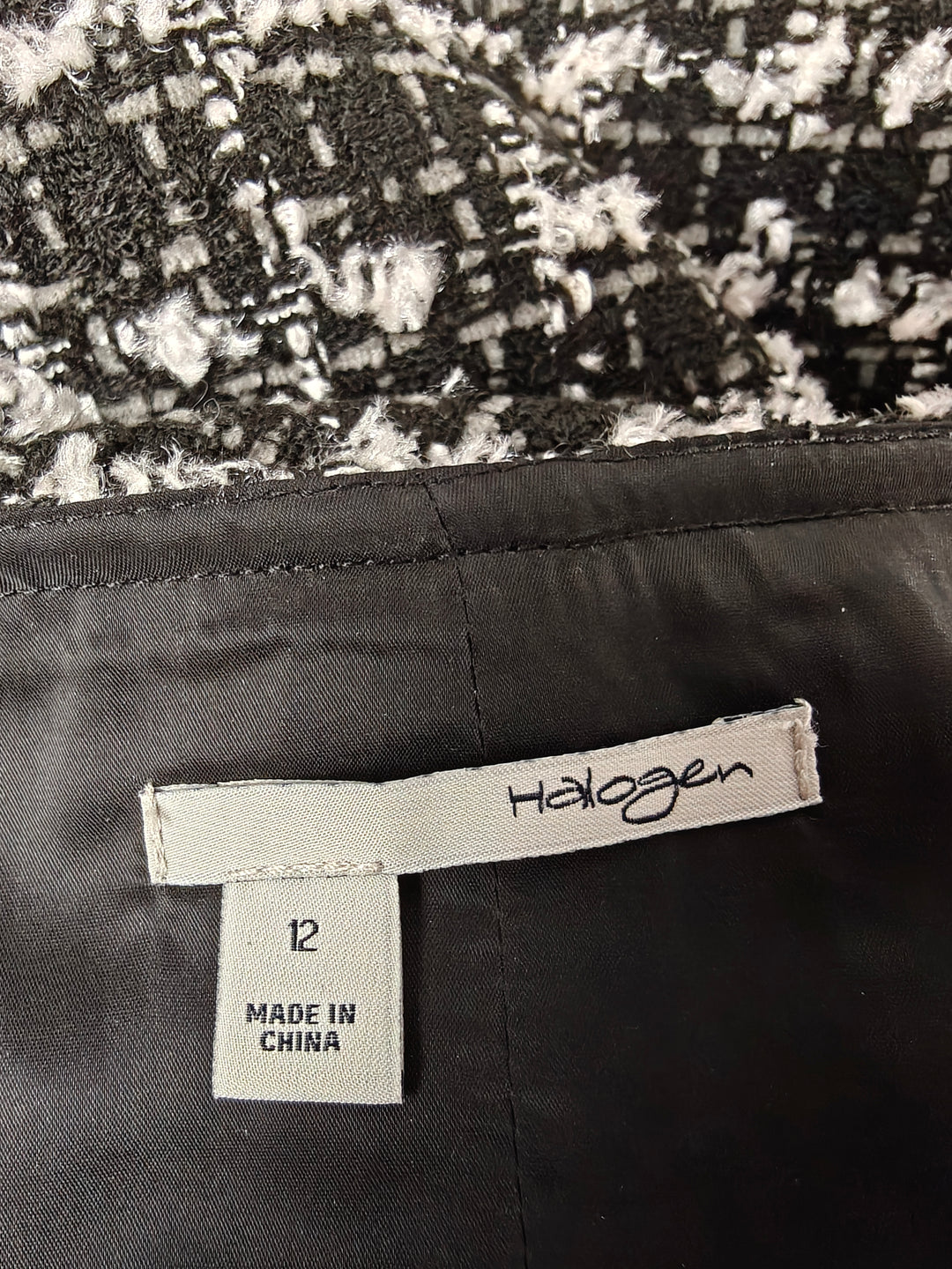 Women Halogen Pencil Skirt Black White Tweed Size 12