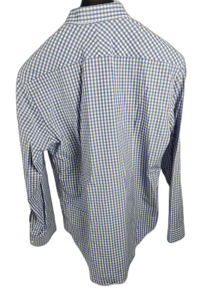 Men’s Zara Man Dress Shirt Blue White Gingham XXL