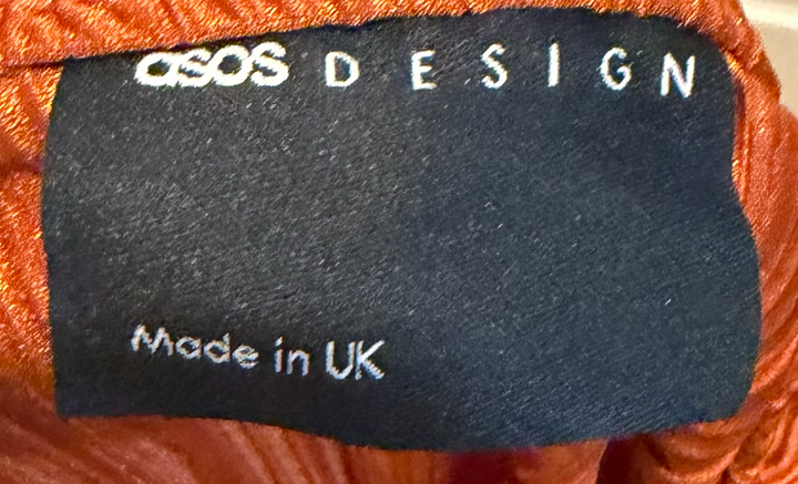 ASOS DESIGN Burnt Orange Pleated Halter Maxi Dress Size L 70s Disco Retro