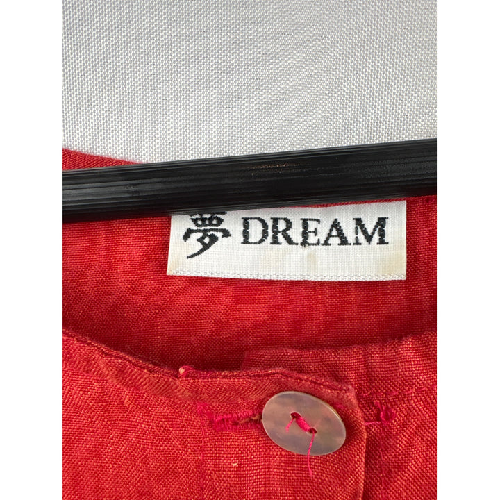 Women’s Dream Size 2XL Rust Red Linen Sleeveless Blouse with Shell Buttons