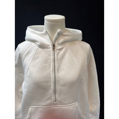 White Zip-Up Hoodie With Pockets & Hood
