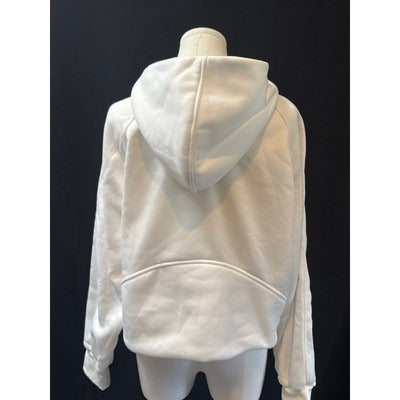 White Zip-Up Hoodie With Pockets & Hood
