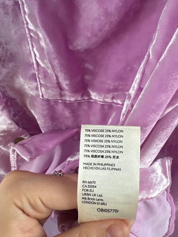 Women’s Pilcro Size 16 Cool Pink Crushed Velvet Button Up