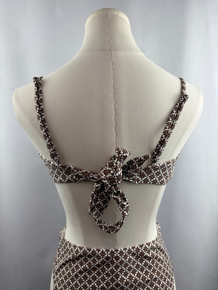 Women’s Cupshe Medium White & Brown Patterned One Piece Swimsuit