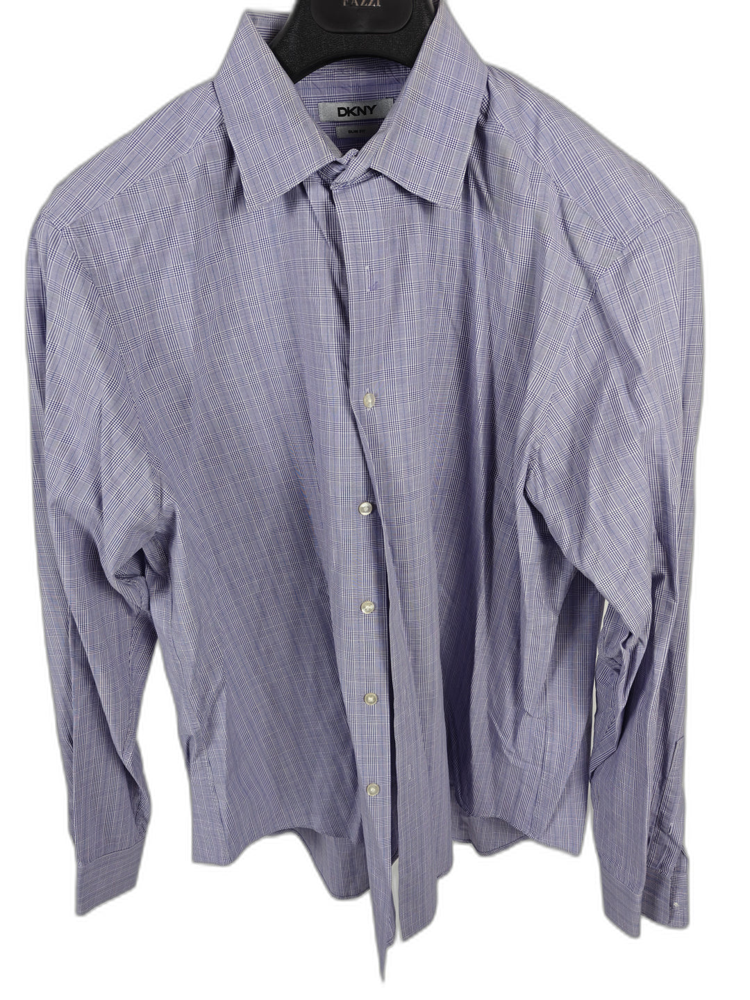Men’s DKNY Slim Fit Dress Shirt Purple Plaid Size XL 17.5 34/35