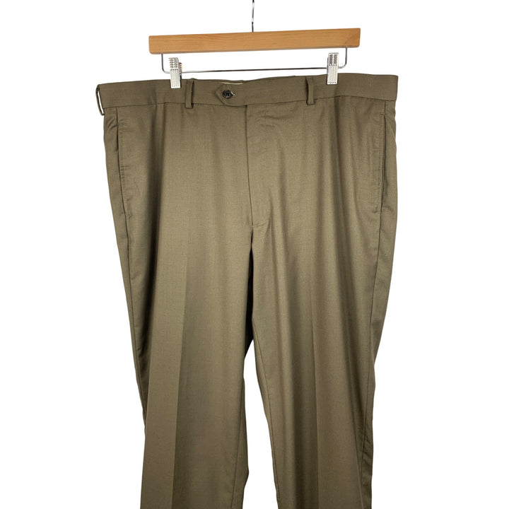 Joseph & Feiss Mens Dress Pants Size 38x30 Olive Green Flat Front