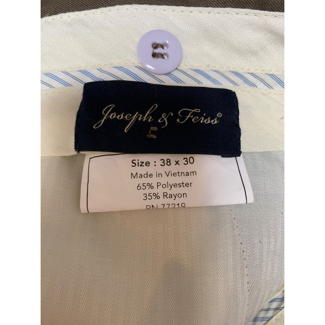 Joseph & Feiss Mens Dress Pants Size 38x30 Olive Green Flat Front