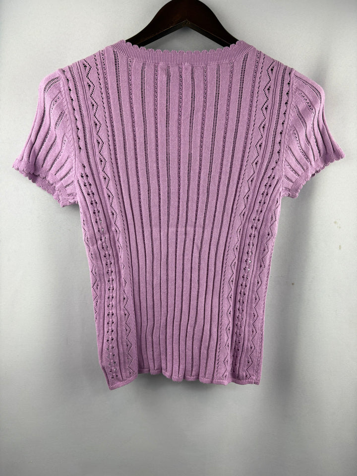 Women’s American Eagle Medium Lilac Knit Short Sleeve 3/4 Button Shirt
