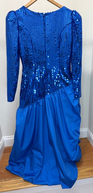ILGWU Vintage 80s Royal Blue Sequin Formal Dress