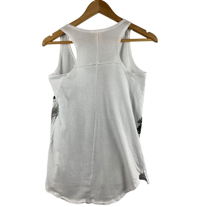 Op Womens S White Tank Top With Floral Abstract Design