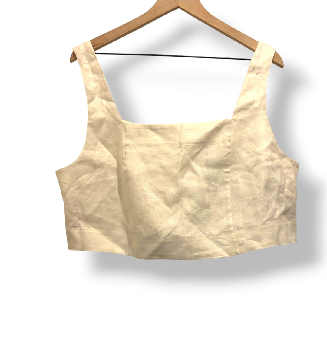Banana Republic 100% Linen White Cropped Tank Top XL NWT Quiet Luxury Coastal
